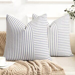 Farmhouse Pillow Covers 18x18, Modern Accent Square Throw Pillow Covers Set of 2